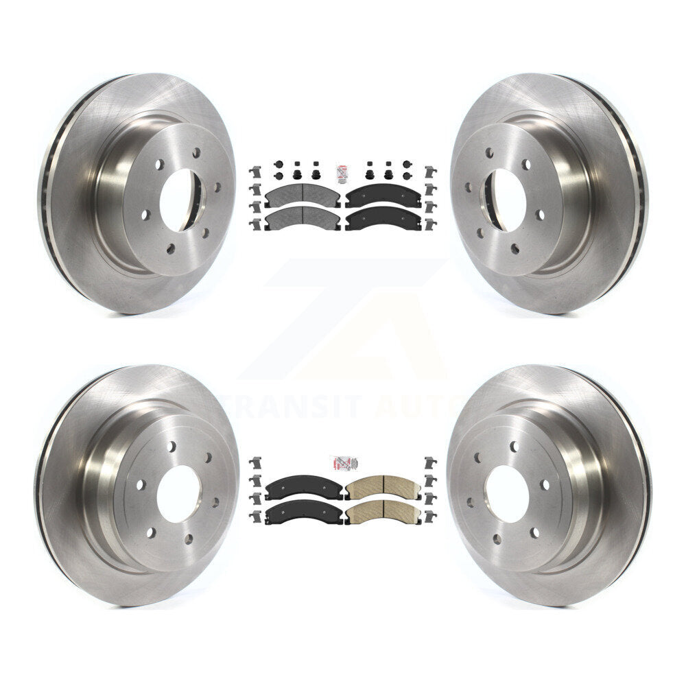 Front Semi-Metallic Rear Ceramic Pad & Disc Brake Rotor Kit For 2016-2024 Nissan TITAN XD K8A-103415