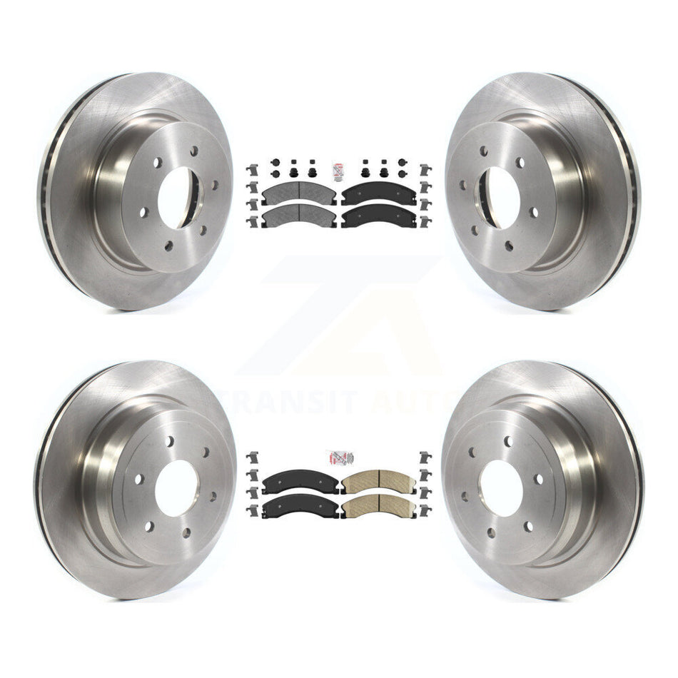 Front Semi-Metallic Rear Ceramic Pad & Disc Brake Rotor Kit For 2016-2024 Nissan TITAN XD K8A-103415