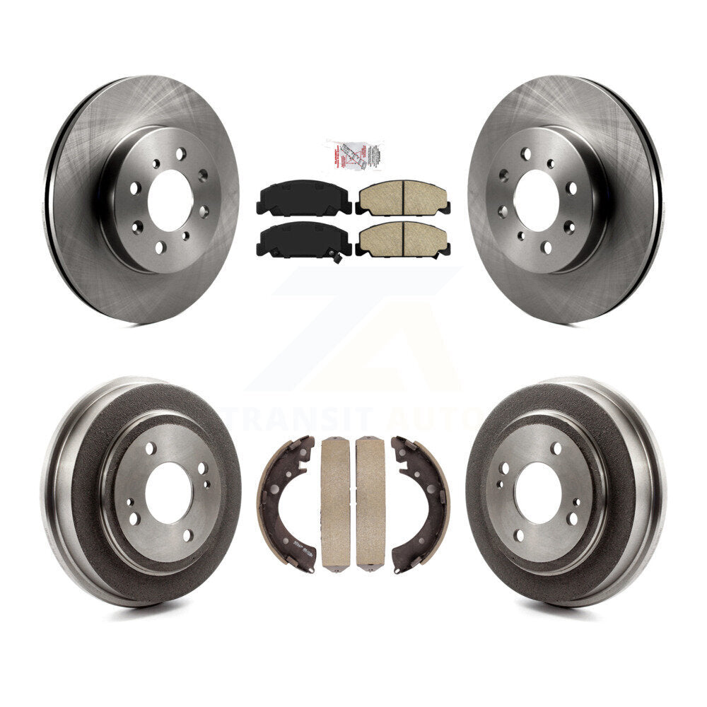 Front Rear Disc Brake Rotor Ceramic Pad Drum Kit For 1997 Honda Civic LX with 4-Wheel ABS K8A-105034