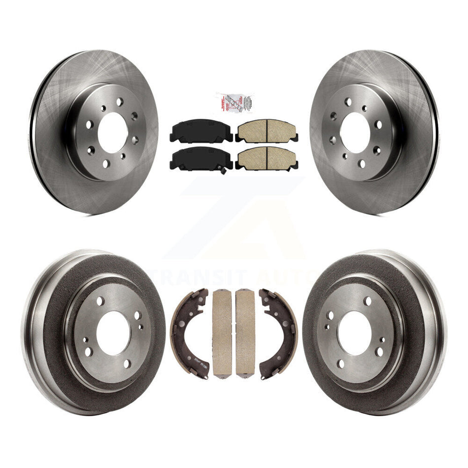 Front Rear Disc Brake Rotor Ceramic Pad Drum Kit For 1997 Honda Civic LX with 4-Wheel ABS K8A-105034