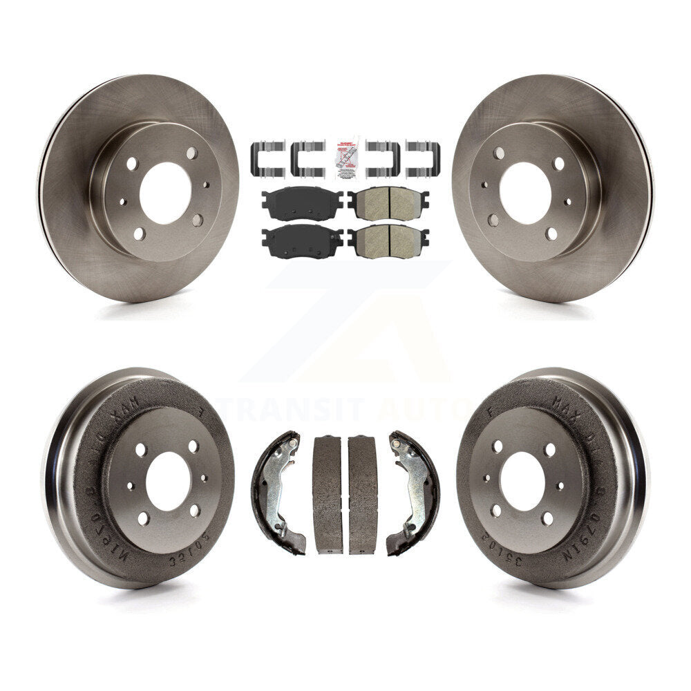 Front Rear Brake Rotor Semi-Metallic Pad And Drum Kit For 2006 Hyundai Accent To 09 30 05 K8A-105058