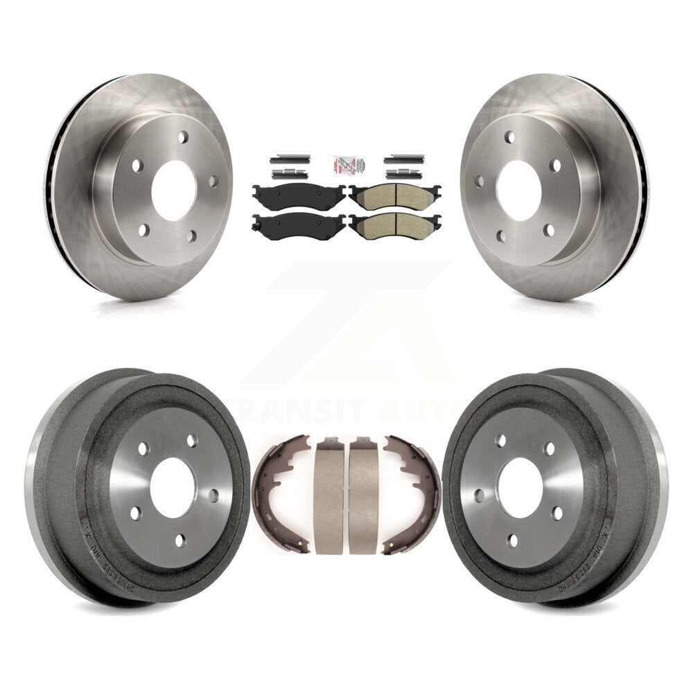 Front Rear Disc Brake Rotor Semi-Metallic Pad & Drum Kit For 2000-2001 Dodge Ram 1500 4WD K8A-105144