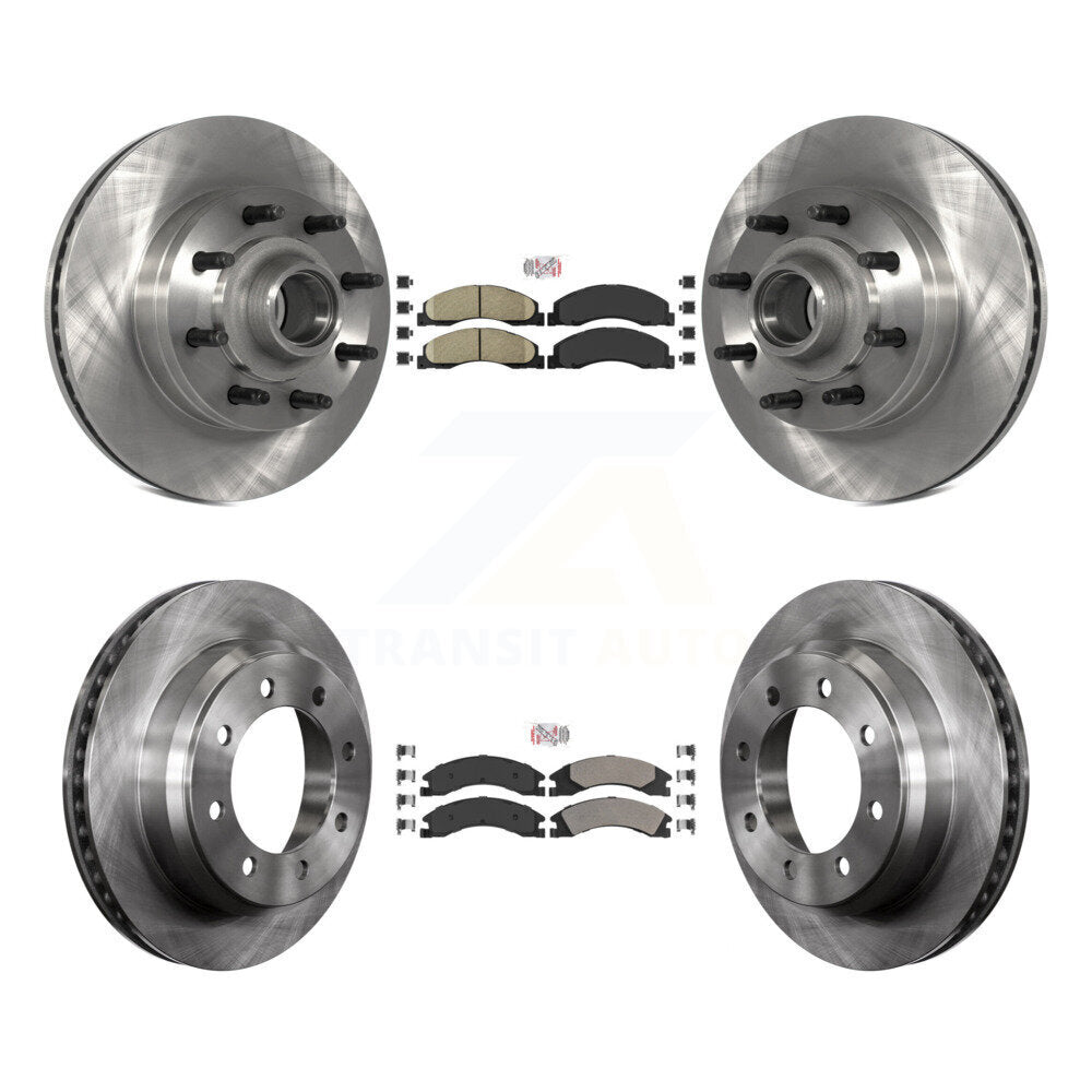 Front Ceramic Rear Semi-Metallic Pad Disc Brake Rotor Kit For Ford E-350 Super Duty E-250 K8A-105251