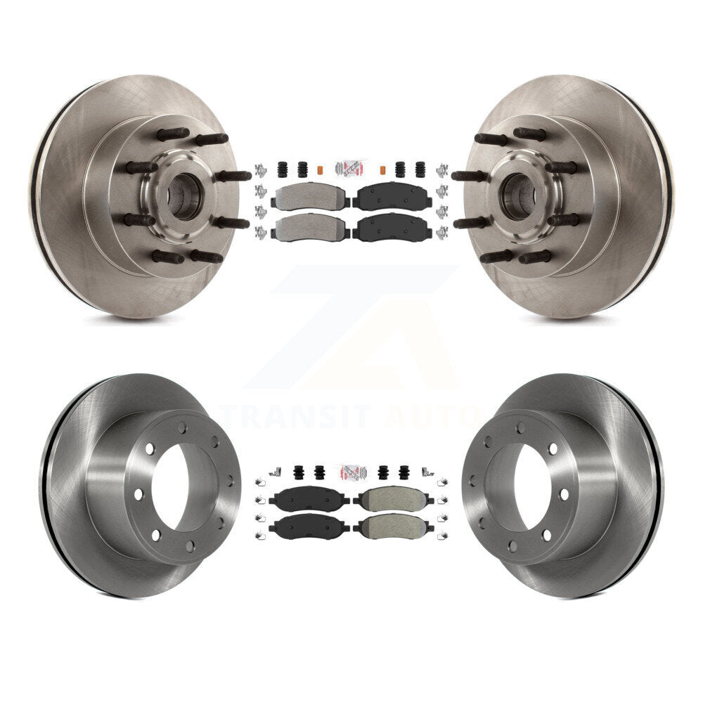 Front Rear Semi-Metallic Pad Disc Brake Rotor Hub Kit For Ford F-350 Super Duty F-250 RWD K8A-105262