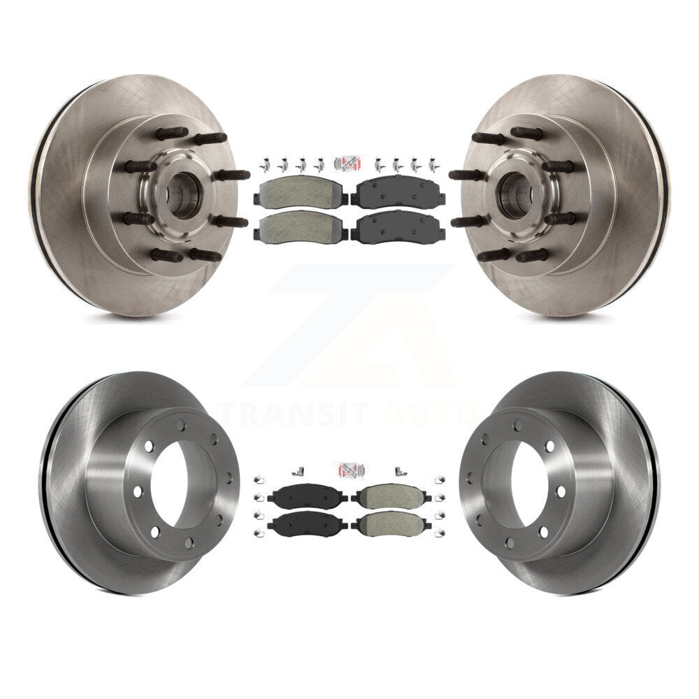 Front Rear Semi-Metallic Pad Disc Brake Rotor Hub Kit For Ford F-350 Super Duty F-250 RWD K8A-105263