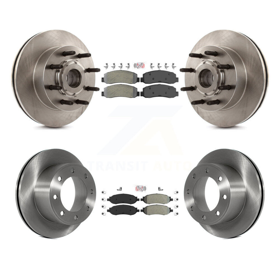 Front Rear Semi-Metallic Pad Disc Brake Rotor Hub Kit For Ford F-350 Super Duty F-250 RWD K8A-105263