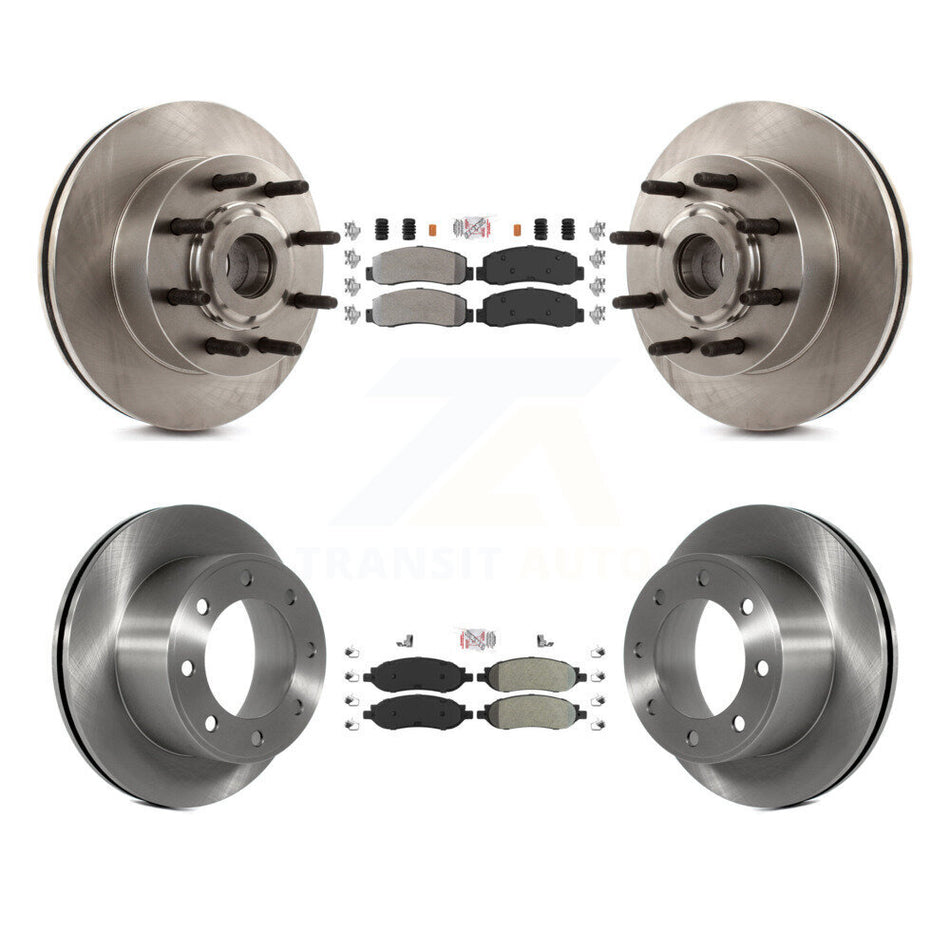 Front Rear Semi-Metallic Pad Disc Brake Rotor Hub Kit For Ford F-350 Super Duty F-250 RWD K8A-105264