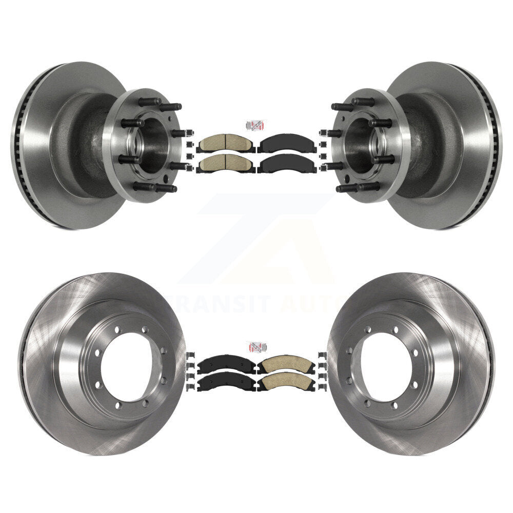 Front Rear Ceramic Pads And Disc Brake Rotors Hub Assembly Kit For Ford E-450 Super Duty K8A-105265