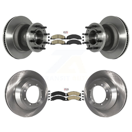 Front Rear Ceramic Pads And Disc Brake Rotors Hub Assembly Kit For Ford E-450 Super Duty K8A-105265