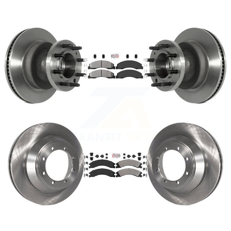 Front Rear Semi-Metallic Pad Disc Brake Rotors Hub Assembly Kit For Ford E-450 Super Duty K8A-105270