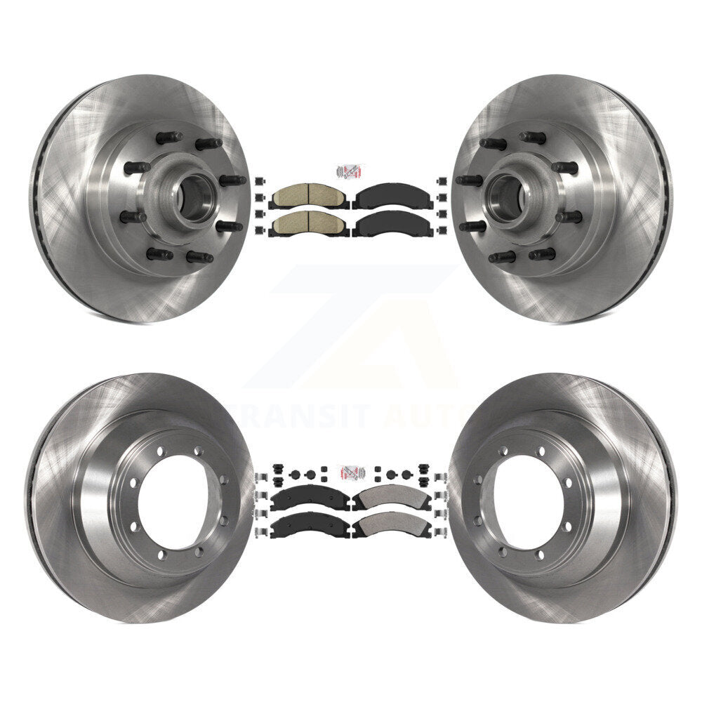 Front Ceramic Rear Semi-Metallic Pad & Disc Brake Rotor Hub Kit For Ford E-450 Super Duty K8A-105271
