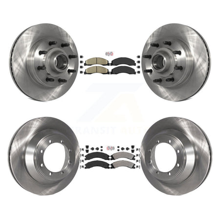 Front Ceramic Rear Semi-Metallic Pad & Disc Brake Rotor Hub Kit For Ford E-450 Super Duty K8A-105271