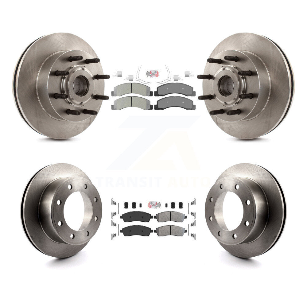 Front Rear Semi-Metallic Pads And Disc Brake Rotors Hub Kit For 2005 Ford Excursion RWD K8A-105280