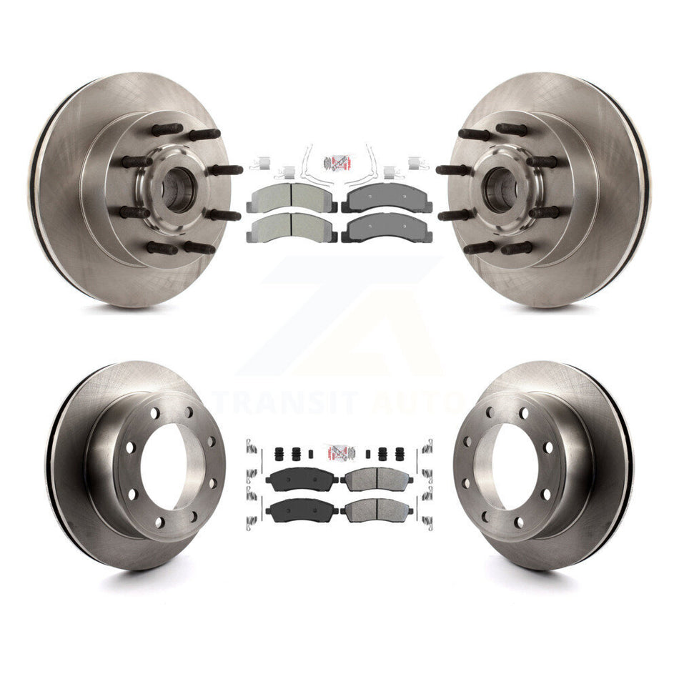 Front Rear Semi-Metallic Pads And Disc Brake Rotors Hub Kit For 2005 Ford Excursion RWD K8A-105280