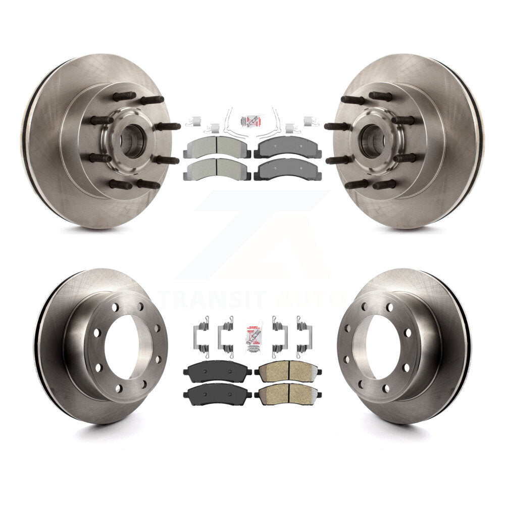 Front Rear Semi-Metallic Pads And Disc Brake Rotors Hub Kit For 2005 Ford Excursion RWD K8A-105282