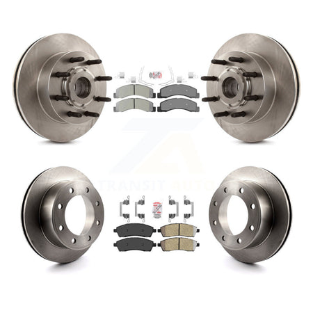 Front Rear Semi-Metallic Pads And Disc Brake Rotors Hub Kit For 2005 Ford Excursion RWD K8A-105282