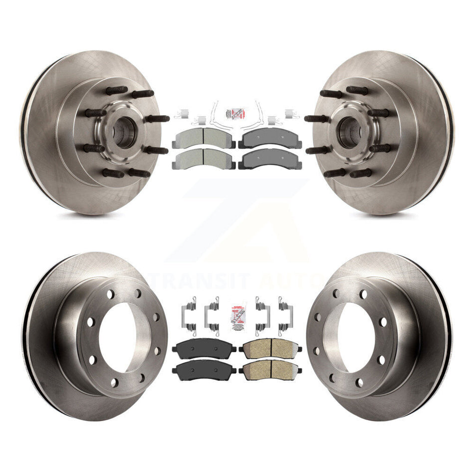 Front Rear Semi-Metallic Pads And Disc Brake Rotors Hub Kit For 2005 Ford Excursion RWD K8A-105282