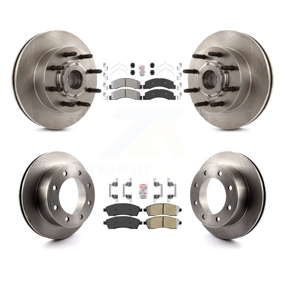 Front Rear Semi-Metallic Pads And Disc Brake Rotors Hub Kit For 2005 Ford Excursion RWD K8A-105283
