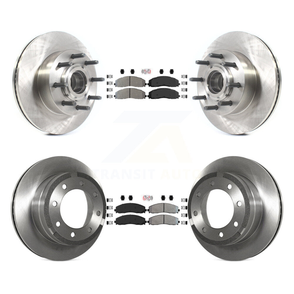 Front Rear Semi-Metallic Pad And Disc Brake Rotor Hub Kit For Ford F-350 Super Duty F-250 K8A-105293