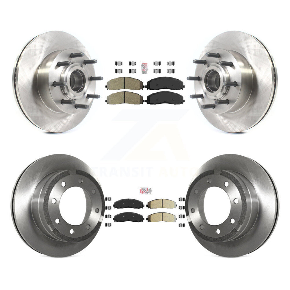 Front Rear Semi-Metallic Pad And Disc Brake Rotor Hub Kit For Ford F-350 Super Duty F-250 K8A-105296