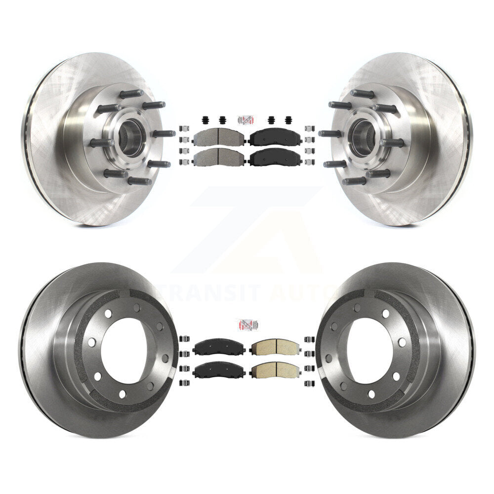 Front Rear Semi-Metallic Pad And Disc Brake Rotor Hub Kit For Ford F-350 Super Duty F-250 K8A-105297