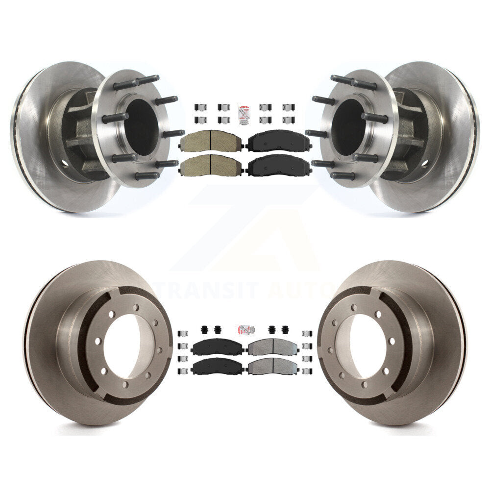 Front Rear Semi-Metallic Pad And Disc Brake Rotor Hub Kit For Ford F-350 Super Duty F-250 K8A-105298