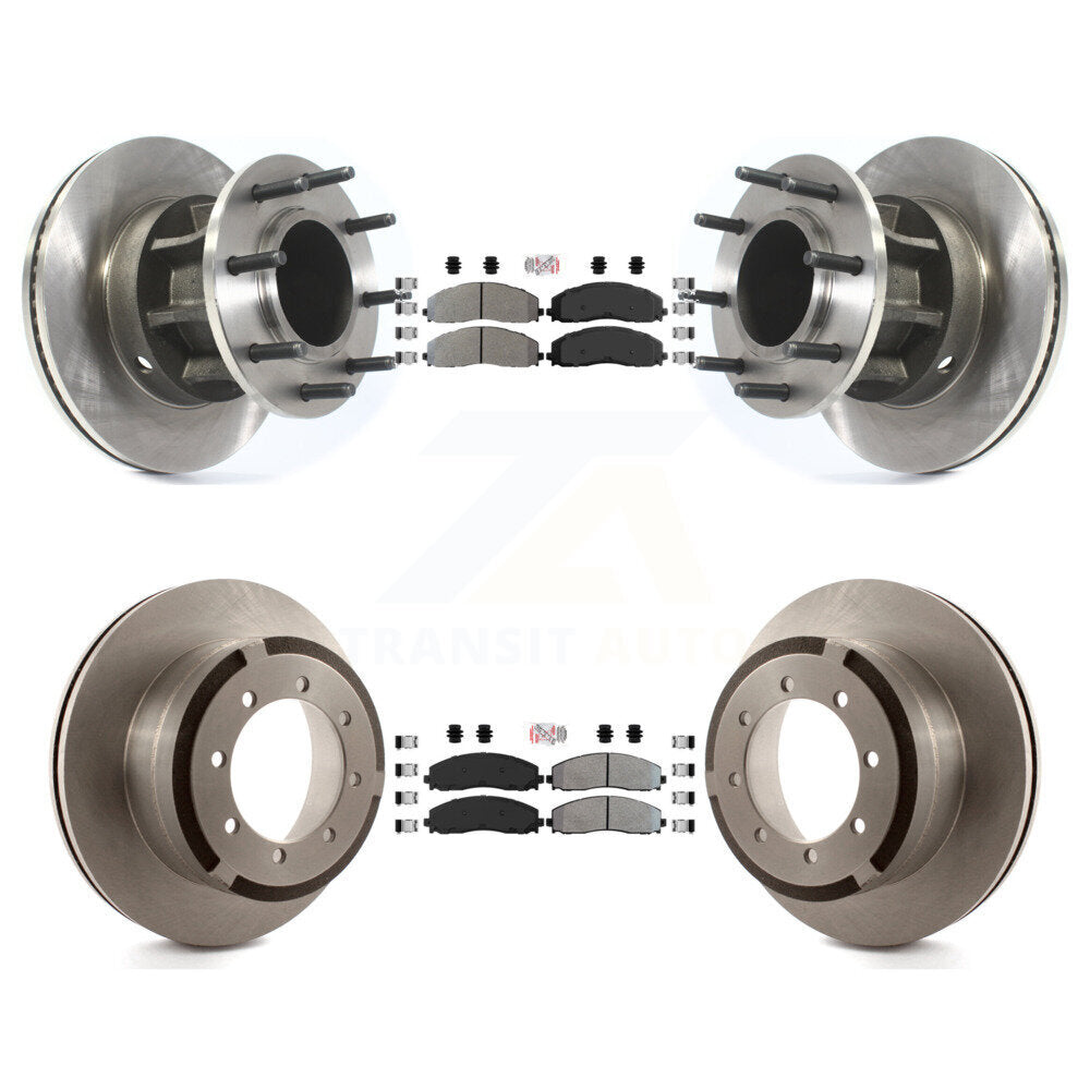 Front Rear Semi-Metallic Pad And Disc Brake Rotor Hub Kit For Ford F-350 Super Duty F-250 K8A-105299