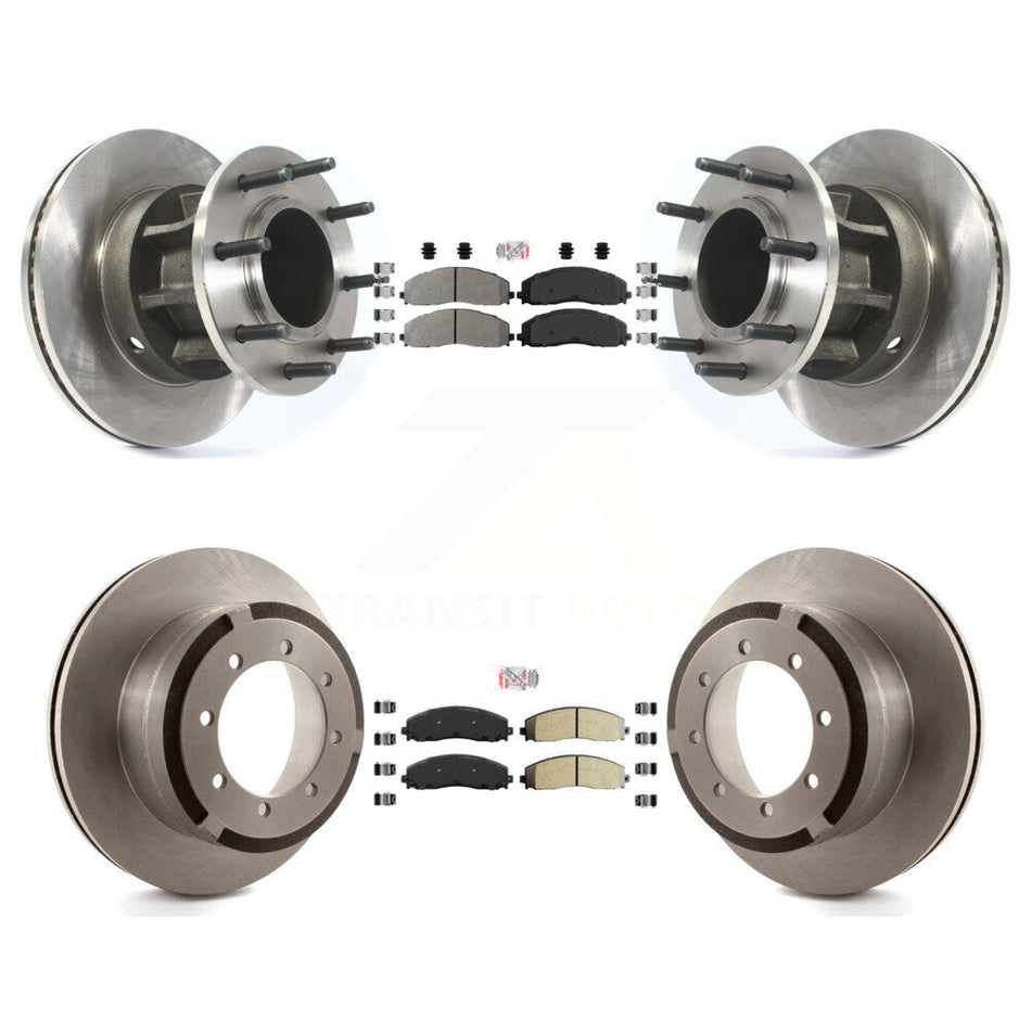 Front Rear Semi-Metallic Pad And Disc Brake Rotor Hub Kit For Ford F-350 Super Duty F-250 K8A-105301