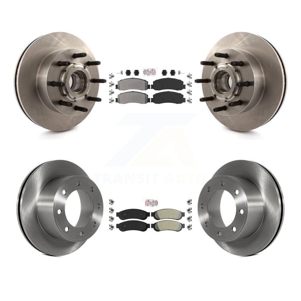 Front Rear Semi-Metallic Pad Disc Brake Rotor Hub Kit For Ford F-250 Super Duty F-350 RWD K8A-105311