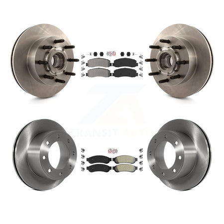 Front Rear Semi-Metallic Pad Disc Brake Rotor Hub Kit For Ford F-250 Super Duty F-350 RWD K8A-105311