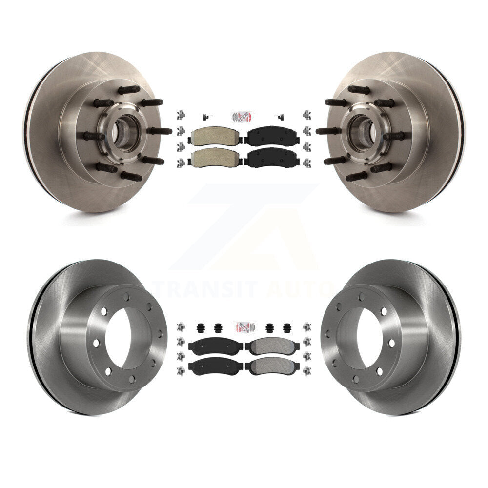 Front Rear Semi-Metallic Pad Disc Brake Rotor Hub Kit For Ford F-250 Super Duty F-350 RWD K8A-105314