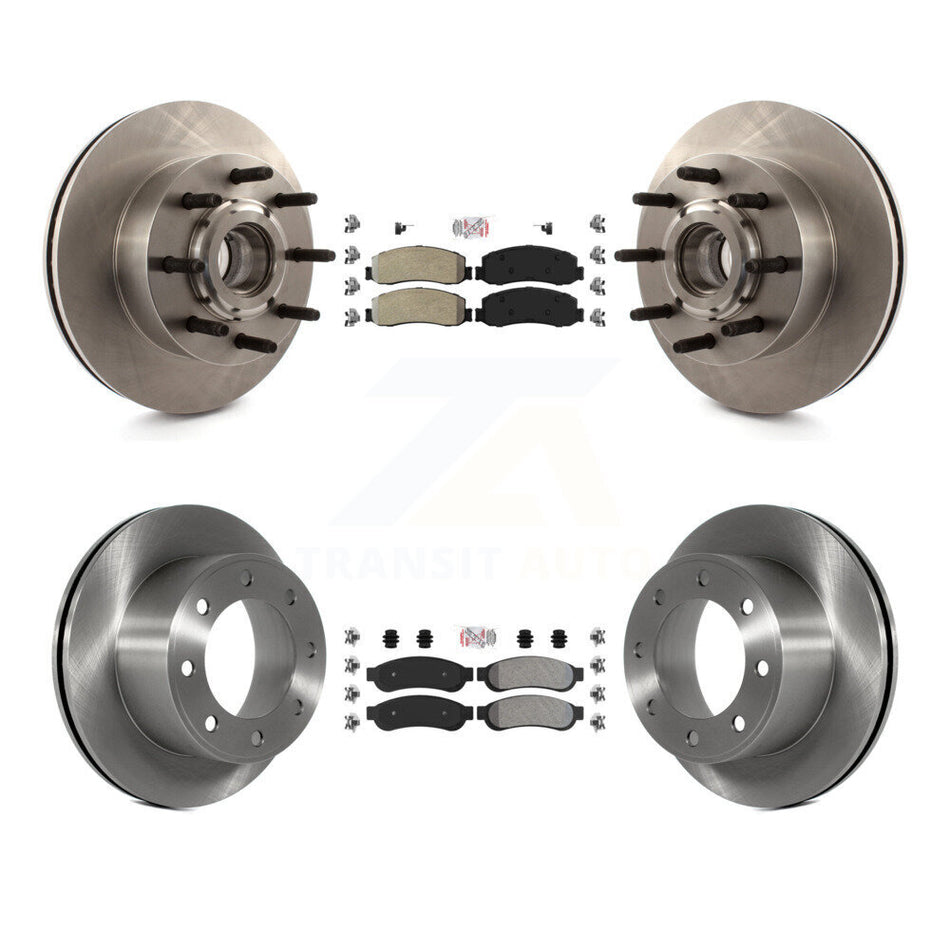 Front Rear Semi-Metallic Pad Disc Brake Rotor Hub Kit For Ford F-250 Super Duty F-350 RWD K8A-105314