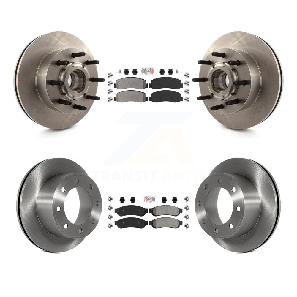 Front Rear Semi-Metallic Pad Disc Brake Rotor Hub Kit For Ford F-250 Super Duty F-350 RWD K8A-105315