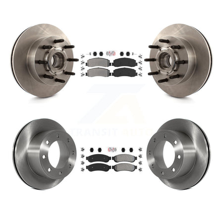 Front Rear Semi-Metallic Pad Disc Brake Rotor Hub Kit For Ford F-250 Super Duty F-350 RWD K8A-105315