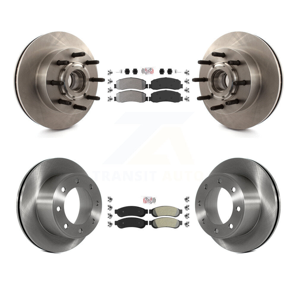 Front Rear Semi-Metallic Pad Disc Brake Rotor Hub Kit For Ford F-250 Super Duty F-350 RWD K8A-105319