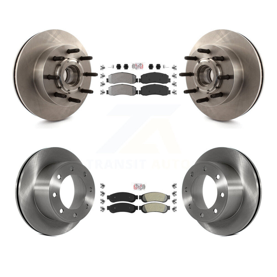 Front Rear Semi-Metallic Pad Disc Brake Rotor Hub Kit For Ford F-250 Super Duty F-350 RWD K8A-105319