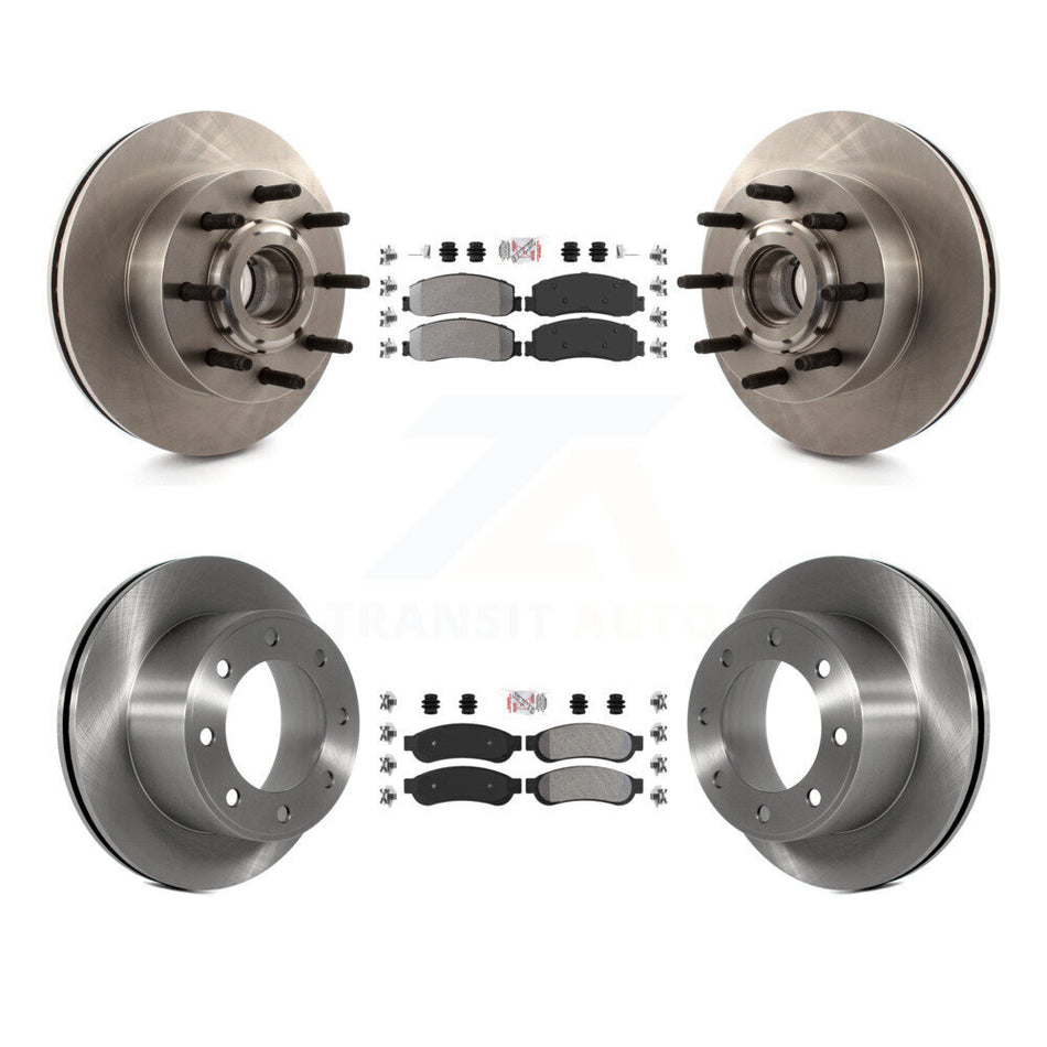 Front Rear Semi-Metallic Pad Disc Brake Rotor Hub Kit For Ford F-250 Super Duty F-350 RWD K8A-105321