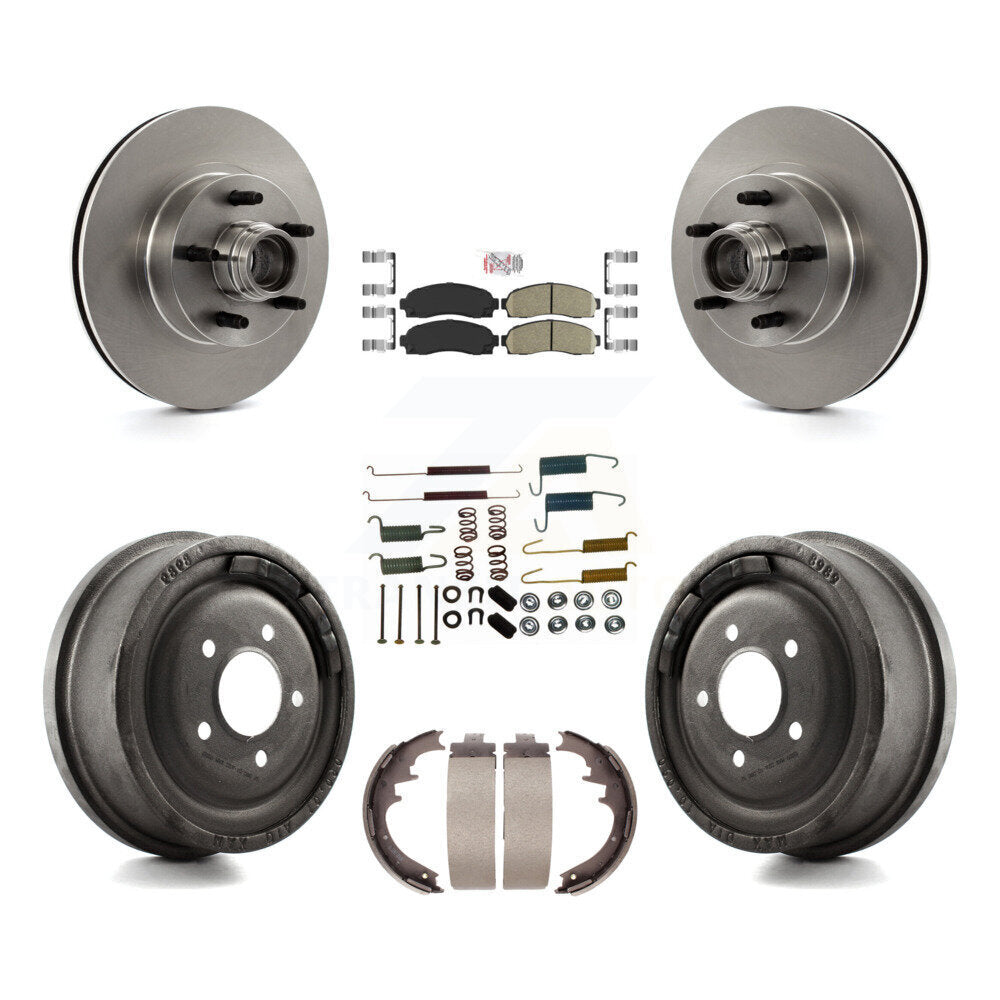 Front Rear Brake Rotors Ceramic Pad Drum Kit (7Pc) For Ford Ranger With 10" Diameter K8A-105336