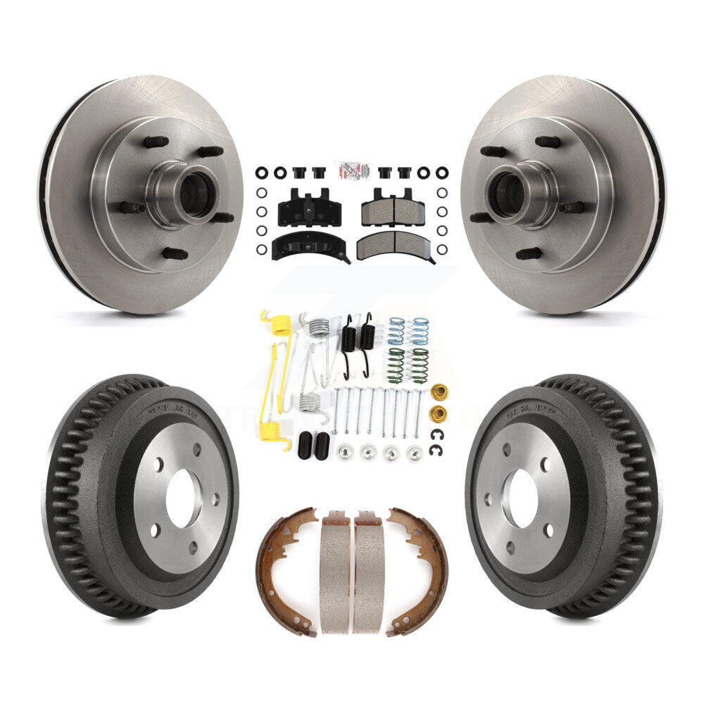 Front Rear Brake Rotors Semi-Metallic Pad Drum Kit (7Pc) For 1994-1999 Dodge Ram 1500 RWD K8A-105340