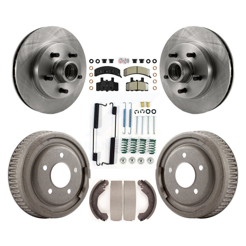 Front Rear Disc Brake Rotor Hub Assembly Semi-Metallic Pad & Drum Kit (7Pc) For GMC Yukon K8A-105341