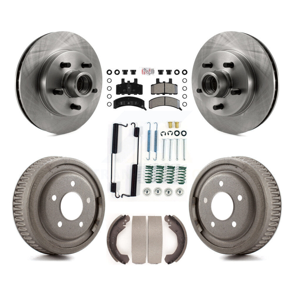 Front Rear Disc Brake Rotor Hub Assembly Semi-Metallic Pad & Drum Kit (7Pc) For GMC Yukon K8A-105342