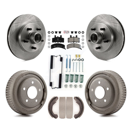Front Rear Disc Brake Rotor Hub Assembly Semi-Metallic Pad & Drum Kit (7Pc) For GMC Yukon K8A-105342
