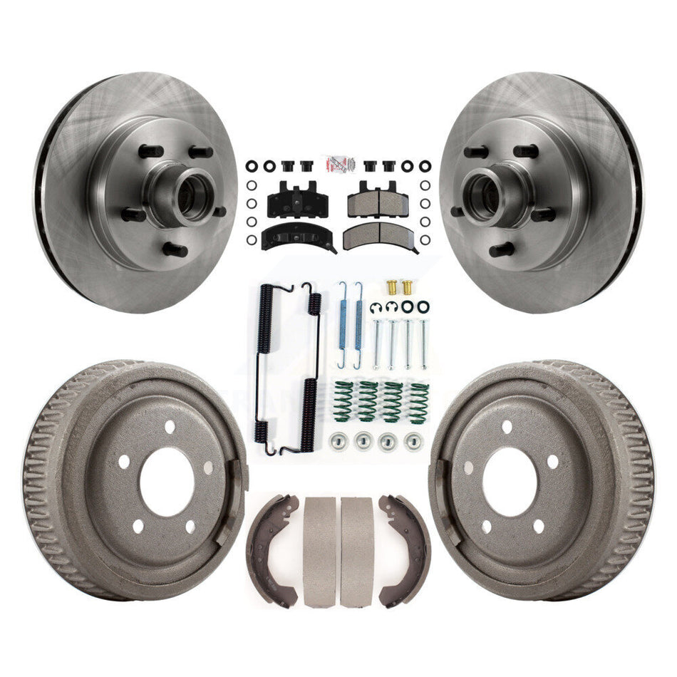 Front Rear Disc Brake Rotor Hub Assembly Semi-Metallic Pad & Drum Kit (7Pc) For GMC Yukon K8A-105342