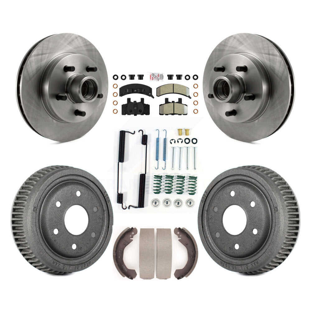 Front Rear Disc Brake Rotors Hub Semi-Metallic Pads And Drum Kit (7Pc) For GMC Yukon RWD K8A-105346
