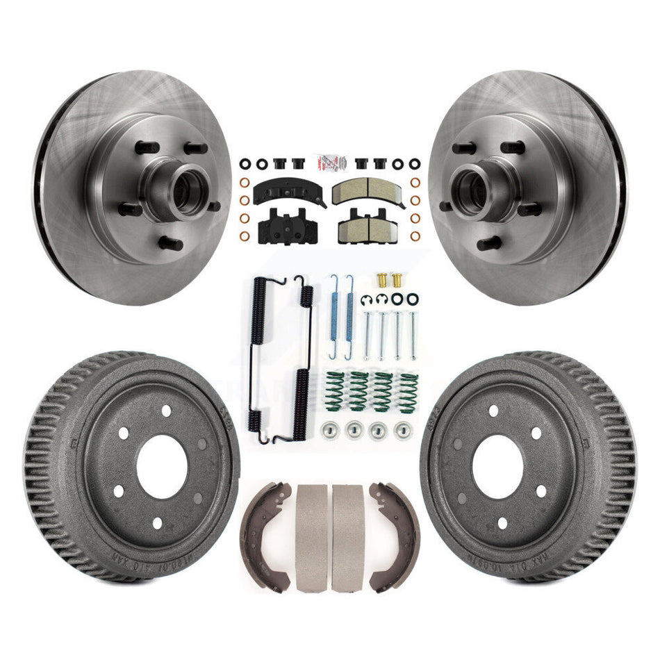 Front Rear Disc Brake Rotors Hub Semi-Metallic Pads And Drum Kit (7Pc) For GMC Yukon RWD K8A-105346