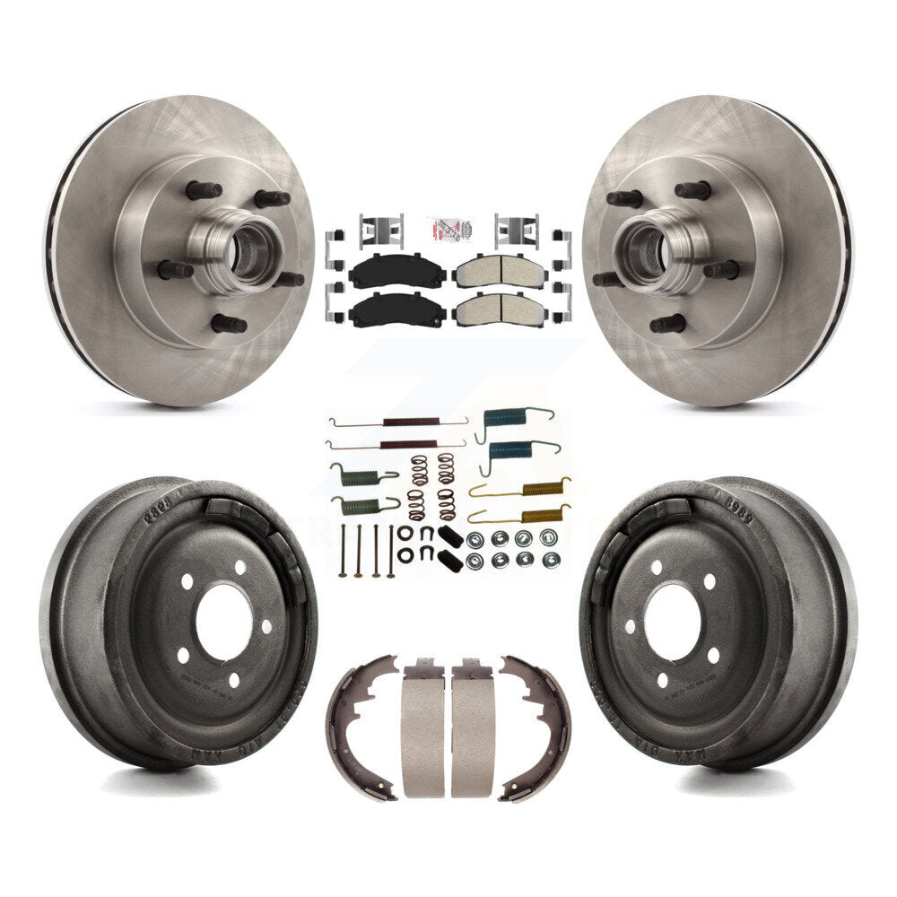Front Rear Disc Brake Rotor Hub Assembly Semi-Metallic Pad Drum Kit (7Pc) For Mazda B4000 K8A-105360