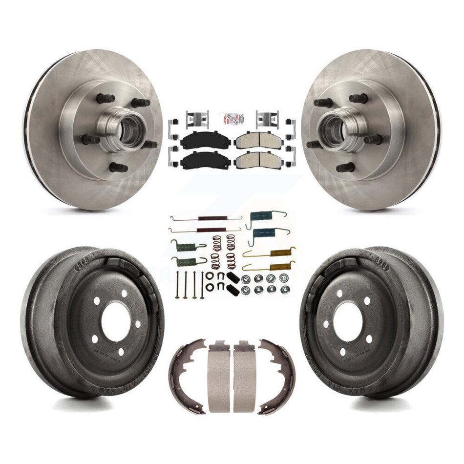 Front Rear Disc Brake Rotor Hub Assembly Semi-Metallic Pad Drum Kit (7Pc) For Mazda B4000 K8A-105360