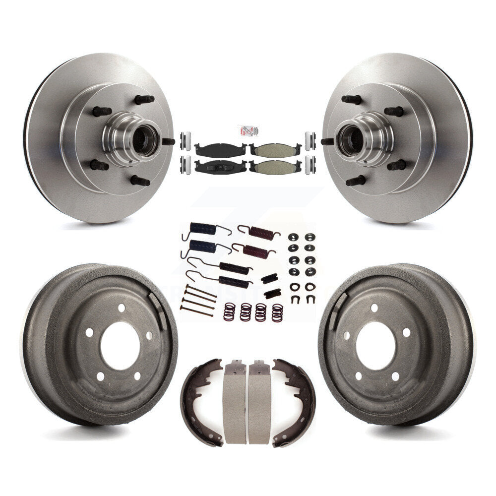 Front Rear Brake Rotors Semi-Metallic Pad & Drum Kit (7Pc) For Ford F-150 E-150 Econoline K8A-105363