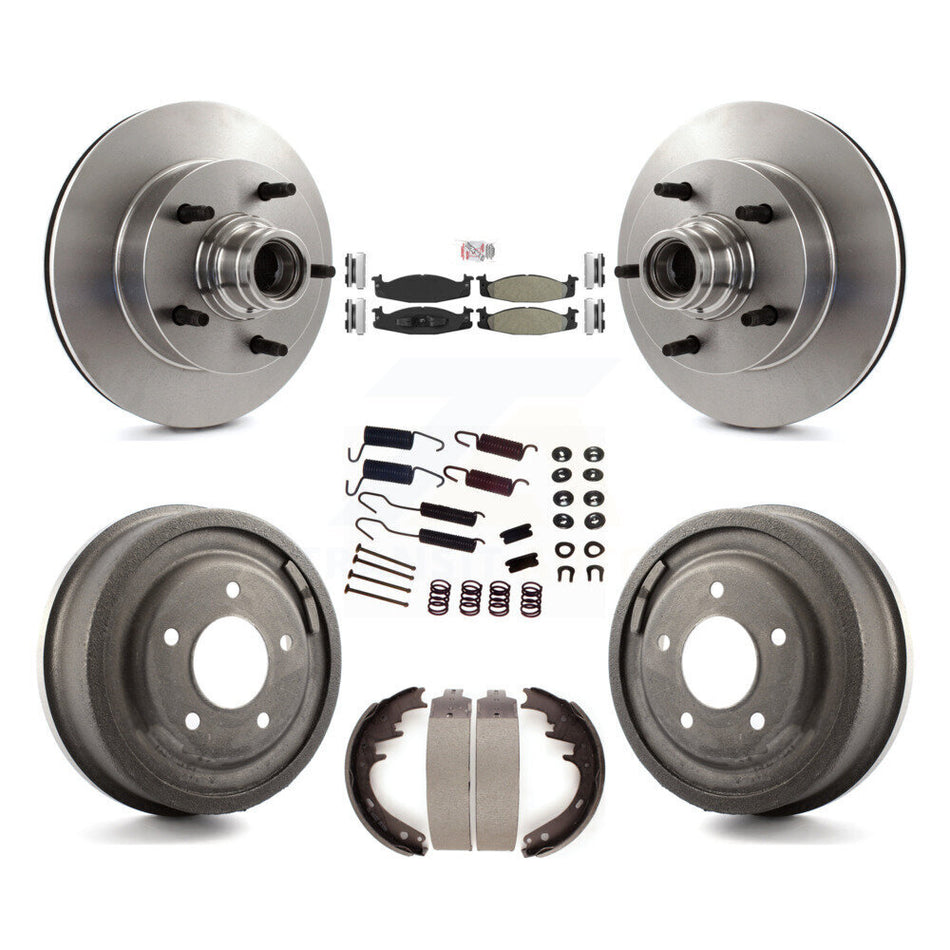 Front Rear Brake Rotors Semi-Metallic Pad & Drum Kit (7Pc) For Ford F-150 E-150 Econoline K8A-105363