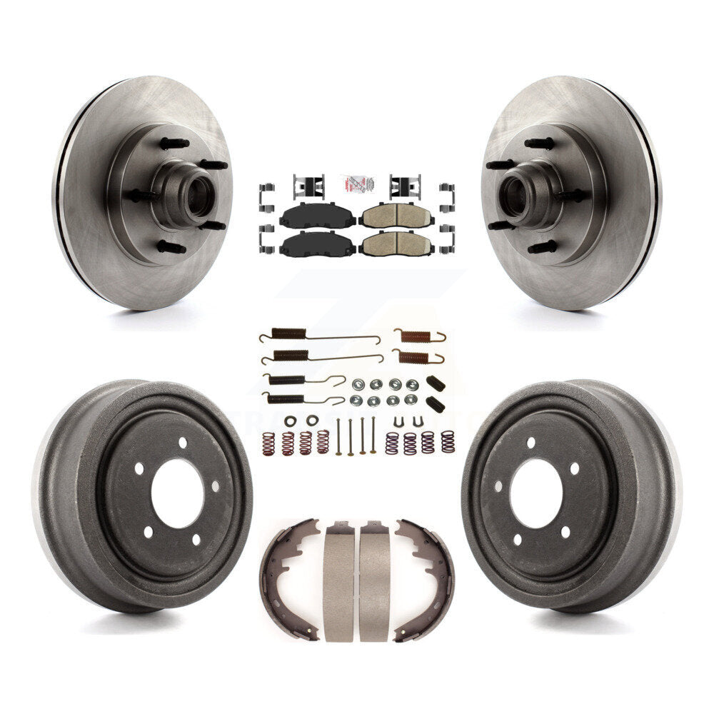 Front Rear Disc Brake Rotors Hub Assembly Ceramic Pads And Drum Kit (7Pc) For Ford F-150 K8A-105369